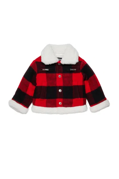 Dsquared2 Plaid Flannel Shearling Jacket In Red