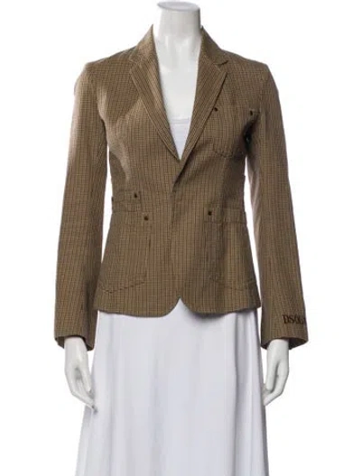 Pre-owned Dsquared2 Plaid Print Blazer In Brown
