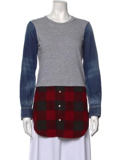 Pre-owned Dsquared2 Plaid Print Crew Neck Top In Blue/red