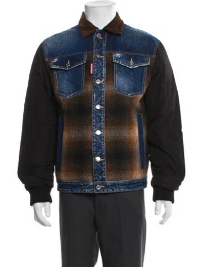 Pre-owned Dsquared2 Plaid Print Denim Jacket In Blue