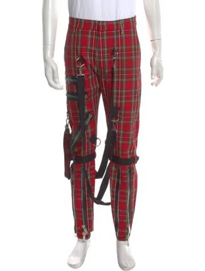 Pre-owned Dsquared2 Plaid Print Joggers In Red