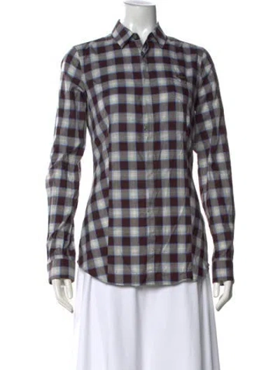 Pre-owned Dsquared2 Plaid Print Long Sleeve Button-up Top In Neutral