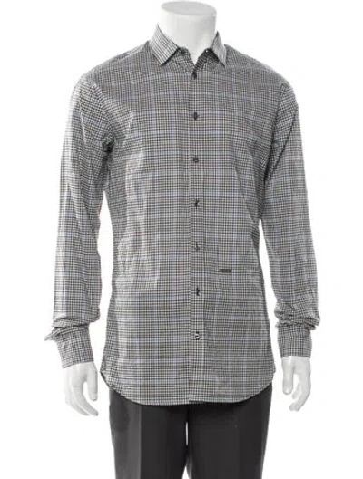 Pre-owned Dsquared2 Plaid Print Long Sleeve Dress Shirt In Black