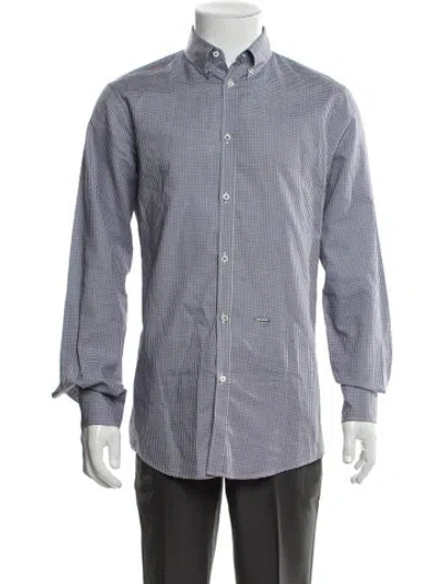 Pre-owned Dsquared2 Plaid Print Long Sleeve Dress Shirt In Blue