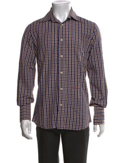 Pre-owned Dsquared2 Plaid Print Long Sleeve Dress Shirt In Blue