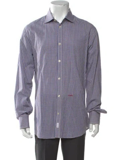 Pre-owned Dsquared2 Plaid Print Long Sleeve Dress Shirt In White