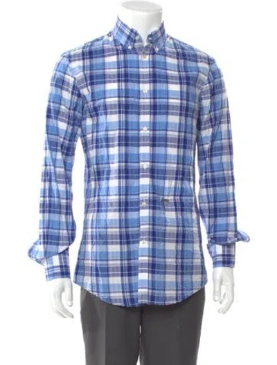 Pre-owned Dsquared2 Plaid Print Long Sleeve Shirt In Blue