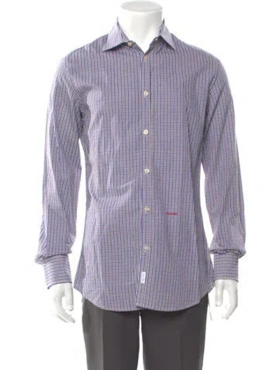 Pre-owned Dsquared2 Plaid Print Long Sleeve Shirt In Blue