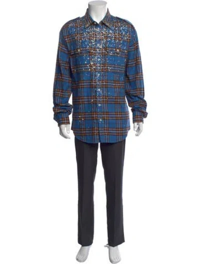 Pre-owned Dsquared2 Plaid Print Long Sleeve Shirt In Blue
