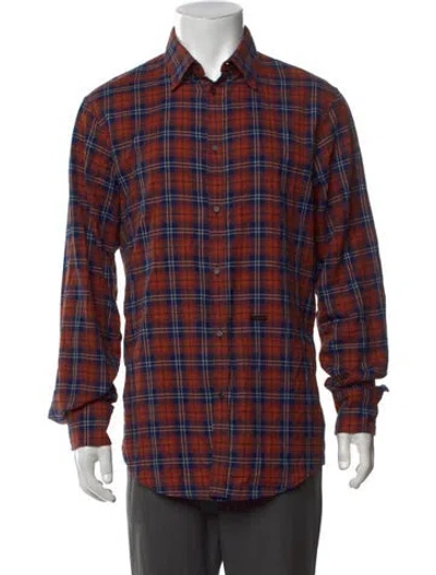 Pre-owned Dsquared2 Plaid Print Long Sleeve Shirt In Red
