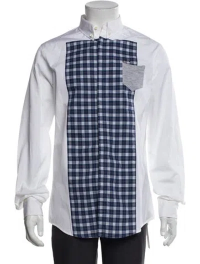 Pre-owned Dsquared2 Plaid Print Long Sleeve Shirt In White
