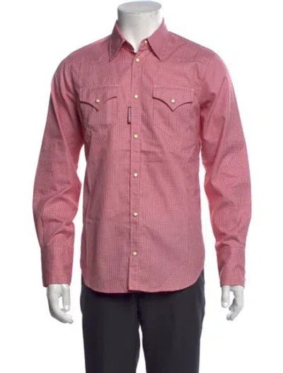 Pre-owned Dsquared2 Plaid Print Long Sleeve Western Shirt In Pink