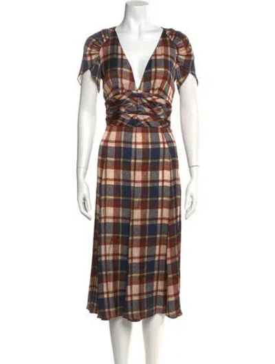Pre-owned Dsquared2 Plaid Print Midi Length Dress W/ Tags In Brown