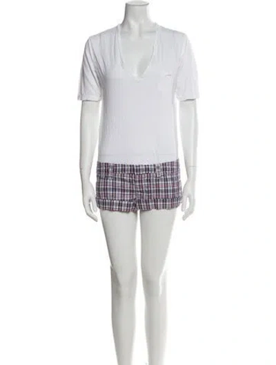 Pre-owned Dsquared2 Plaid Print Scoop Neck Romper In White