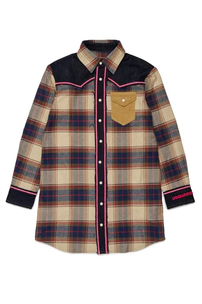 Dsquared2 Kids' Plaid Shirt With Logo In Black