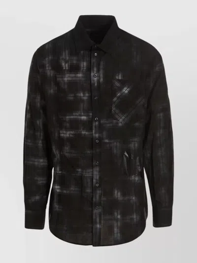 Dsquared2 'plaid Sunrise' Sheer Fabric Shirt With Chest Pocket In Black