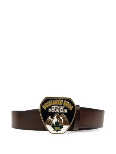 Dsquared2 Plaque-buckle Leather Belt In Brown