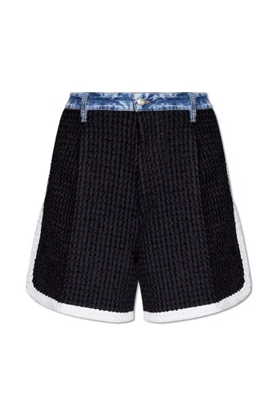 Dsquared2 Contrast-trim Bouclé Shorts In Blue