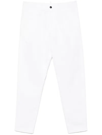 Dsquared2 Pleated Cotton Trousers In Neutrals