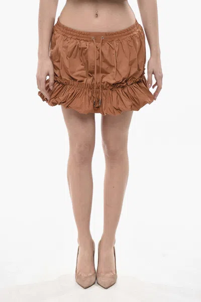 Dsquared2 Pleated Drawstring Miniskirt In Brown