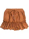 Dsquared2 Pleated Drawstring Miniskirt In Brown