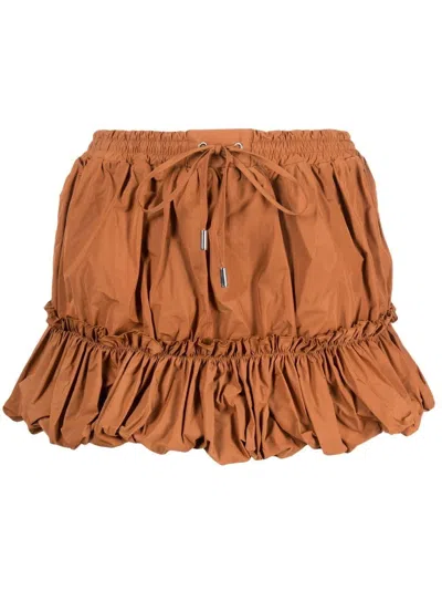 Dsquared2 Pleated Drawstring Miniskirt In Brown
