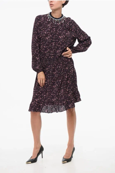 Dsquared2 Pleated Dress With Rhinestone Neck