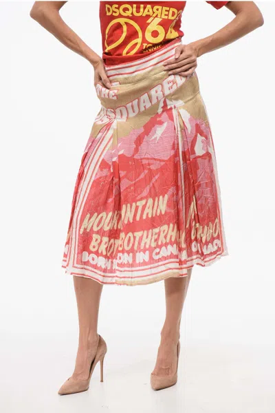 Dsquared2 Pleated Flared Skirt In Red