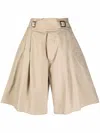 Dsquared2 Pleated High-waist Shorts In Neutrals