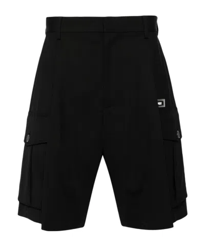 DSQUARED2 PLEATED VIRGIN WOOL CARGO SHORTS