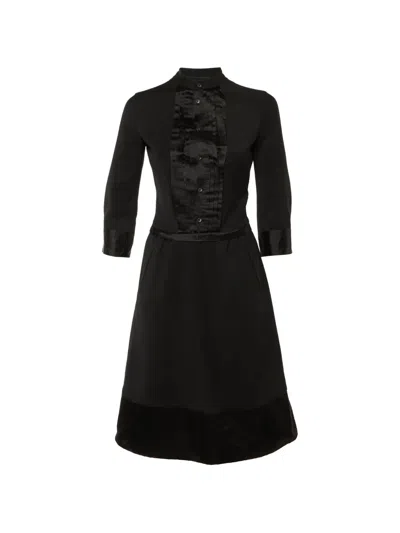 Pre-owned Dsquared2 Pleated-detail Midi Dress In Black