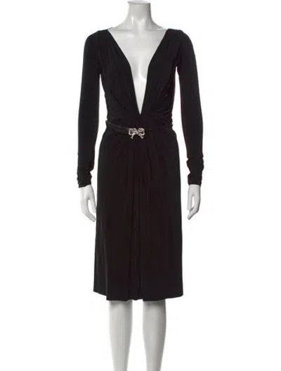 Pre-owned Dsquared2 Plunge Neckline Midi Length Dress In Black