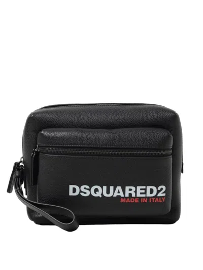 Dsquared2 Logo Leather Clutch In Black