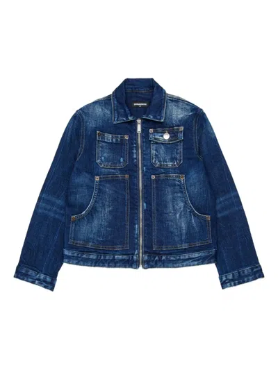 DSQUARED2 POCKET ZIP-UP DENIM JACKET