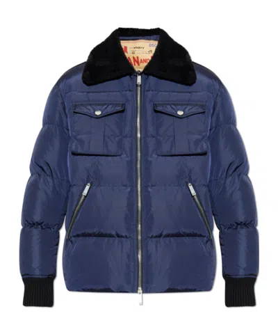 Dsquared2 Pocket-detailed Zipped Down Jacket In Blue