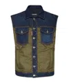 Dsquared2 Pocketed Denim Vest In Green
