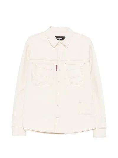 Dsquared2 Pockets Topstitch Shirt In Neutral