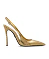 Dsquared2 Metallic Snakeskin Slingback Pumps In Gold