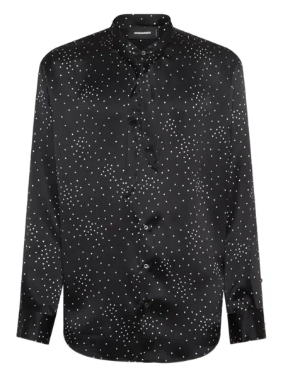 Dsquared2 Polka Dot-print Satin Shirt In Black