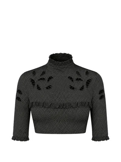 Dsquared2 Polka-dot Cut-out Top In Black