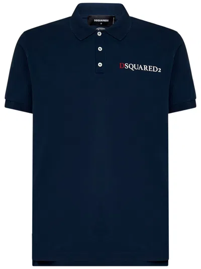 Dsquared2 Polo Backdoor Access Tennis Fit  In Blu