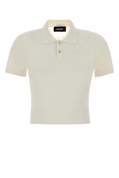 Dsquared2 White Knit Polo Shirt