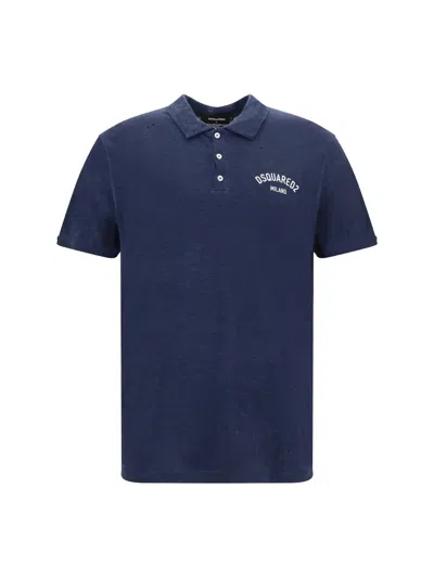 Dsquared2 Polo Shirt In Navy Blue