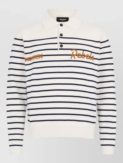 Dsquared2 Polo Sweater Striped Silk Nylon Knit