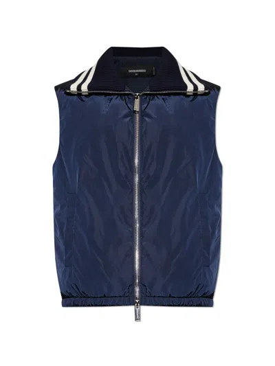 Dsquared2 Polyamide Bordeaux Gilet Vest In Blue