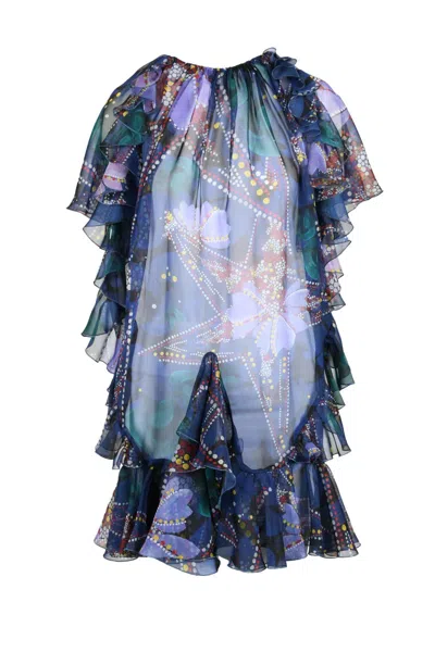 Dsquared2 Polyester Voile Dress With Slip - Purple In Blue