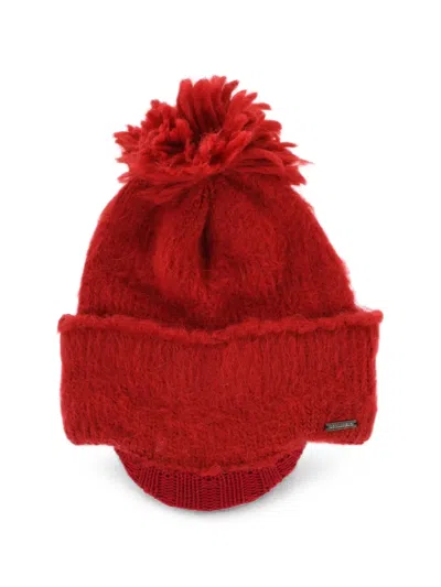 Dsquared2 Pom-pom Visor Beanie Hat In Red