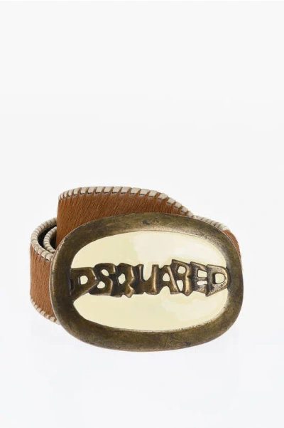 Dsquared2 Ponyskin Belt With Logoed Maxi Buckle 45mm