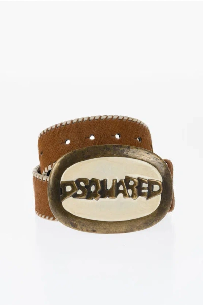 Dsquared2 Ponyskin Belt With Logoed Maxi Buckle 45mm