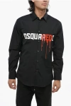 Dsquared2 Popeline Bloody Red Shirt With Print In Black